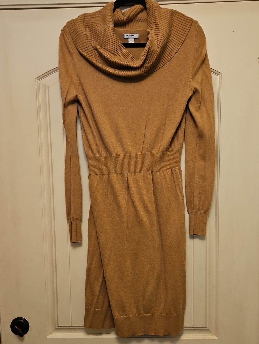 Old Navy Camel Cowl-Neck Long Sleeve Sweater Dress